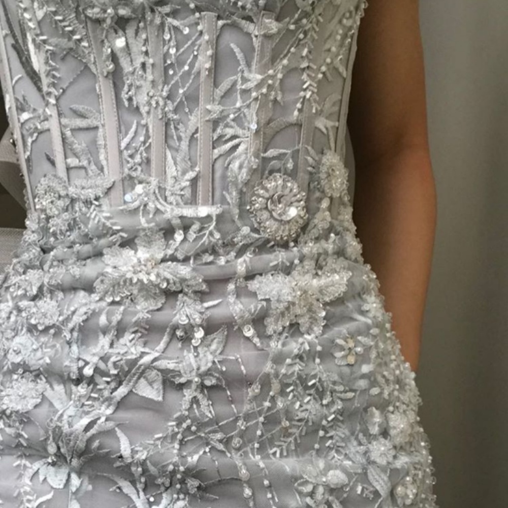 Custom Made Jeweled Diamond Flower Dress - Picture 5 of 5